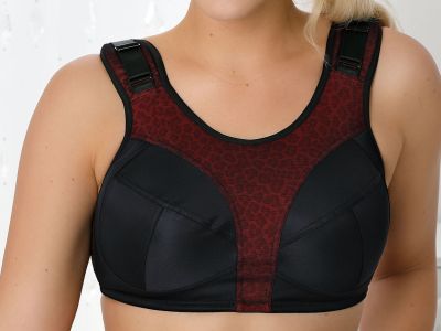 Nessa Nessa Soft Comfort Sport -urheiluliivit punainen leopardi Kaaritueton, toppaamaton urheiluliivi pehmustetuilla olkaimilla. 60-100, D-P 070-519