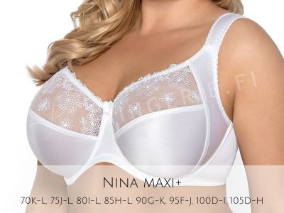 Gaia Lingerie Nina Soft -rintaliivit valkoinen Kaarituettu, toppaamaton lähes täyskuppinen malli 70-105, D-L BS--644-BIA