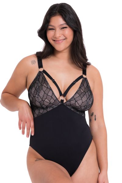 Curvy Kate Non Stop -body Black-Pink Kaaritueton body säädettävillä olkaimilla E-L-kuppikolle. 36-50 CK-064-704-BPK