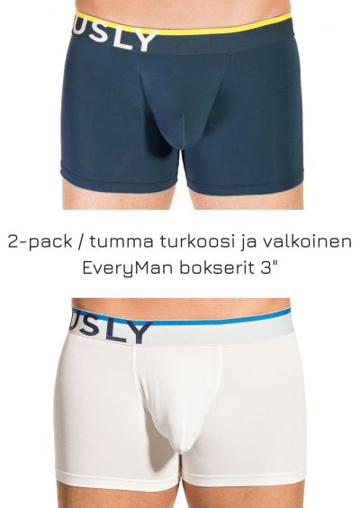 Obviously EveryMan Bokserit 2-pack tumma turkoosi ja valkoinen Bokserit 90% Bambu, 10% Lycra<br> S-XL B00-1H/B00-1N