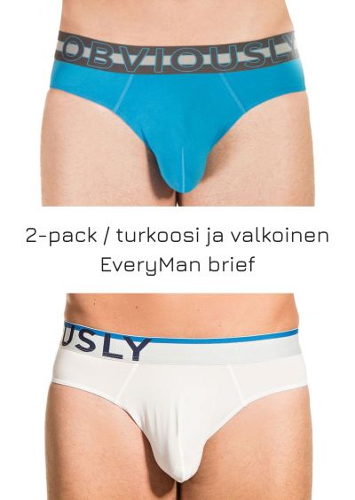 Obviously EveryMan Brief 2-pack turkoosi ja valkoinen Brief 90% Bambu, 10% Lycra<br> S-XL B02-1F/B02-1N