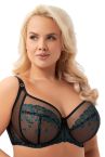 Gorsenia Ottavia UW Soft Side Support -rintaliivit Black & Petrol-thumb Kaarituettu, toppaamaton kirjailtu meshliivi. 65-105, D-L K947