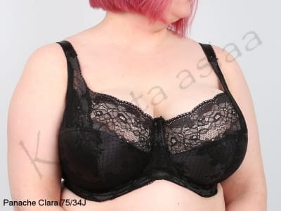 Panache Clara Soft Full Cup -rintaliivit hiilenharmaa-musta Kaarituettu, toppaamaton lähes täyskuppinen pitsiliivi 65-85, D-J 7255
