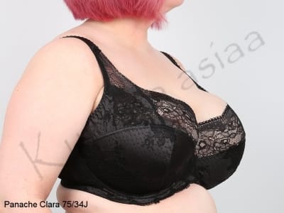 Panache Clara Soft Full Cup -rintaliivit hiilenharmaa-musta Kaarituettu, toppaamaton lähes täyskuppinen pitsiliivi 65-85, D-J 7255