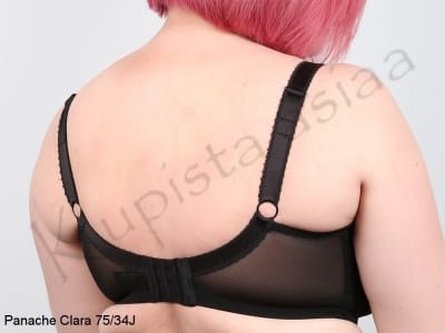 Panache Clara Soft Full Cup -rintaliivit hiilenharmaa-musta Kaarituettu, toppaamaton lähes täyskuppinen pitsiliivi 65-85, D-J 7255