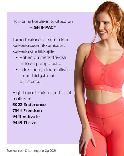 Panache Sport 5022 Endurance UW NP -urheilurintaliivit - Grapefruit Kaarituettu, toppaamaton urheiluliivi, jossa muunneltavat olkaimet. 60-90, D-M 5022-GRA