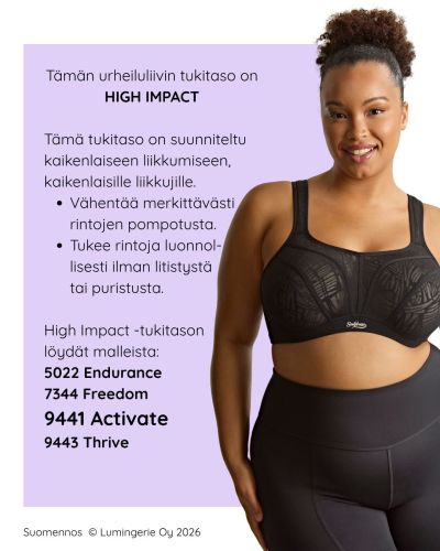 Panache Sport 9441B Activate UW NP -urheilurintaliivit - Black Lace & Chalk Kaarituettu, toppaamaton urheiluliivi, jossa olkaimissa racerback-mahdollisuus. 75-105, D-O SCU-9441B-BLC
