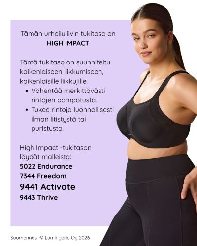 Panache Sport 9441 Activate UW NP -urheilurintaliivit - Black Kaarituettu, toppaamaton urheiluliivi, jossa olkaimissa racerback-mahdollisuus 75-105, D-O SCU-9441-BLK