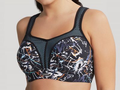 Panache Sport Panache Sport 5021B UW urheilurintaliivit Ink Splat Kaarituettu topattu urheiluliivi, jossa muunneltavat olkaimet. 65-90, D-J 5021B-INK