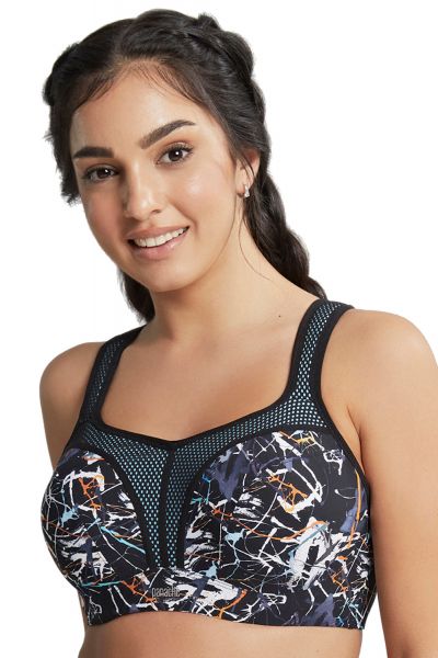 Panache Sport Panache Sport 5021B UW urheilurintaliivit Ink Splat Kaarituettu topattu urheiluliivi, jossa muunneltavat olkaimet. 65-90, D-J 5021B-INK