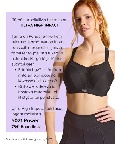 Panache Sport 5021 Power UW P -urheilurintaliivit Black Kaarituettu, topattu urheiluliivi, jossa muunneltavat olkaimet. 60-90, D-M 5021-BLK