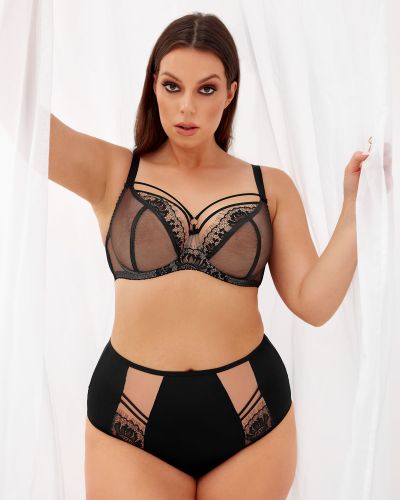 Gorsenia Paradise-alushousut Black-Beige Alushousut normaalikorkealla vyötäröllä M/38 - 4XL/48 K497-BLK/CZA