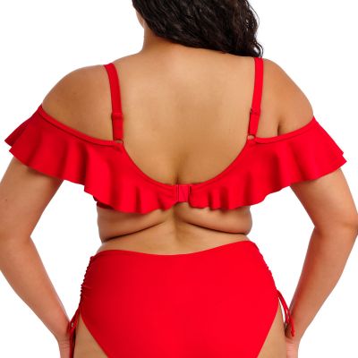 Elomi Plain Sailing UW Ruffle Plunge -bikiniliivit - Lava Red Kaarituettu edestä bikiniliivi röyhelöolkaimilla. 75-100, F-L ES7282-LAA