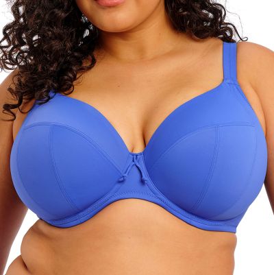 Elomi Plain Sailing UW Plunge -bikiniliivit Azure Blue Kaarituettu edestä avara plungemallinen bikiniliivi. 75-100, F-N ES7284-AZE