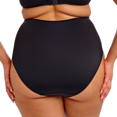 Elomi Plain Sailing Ruched -bikinihousut Black Korkeavyötäröiset kevyesti tukea antavat bikinihousut. 38-52 ES7286-BLK