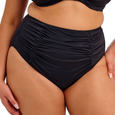 Elomi Plain Sailing Ruched -bikinihousut Black Korkeavyötäröiset kevyesti tukea antavat bikinihousut. 38-52 ES7286-BLK