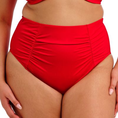 Elomi Plain Sailing Ruched -bikinihousut - Lava Red Korkeavyötäröiset kevyesti tukea antavat bikinihousut. 38-52 ES7286-LAA
