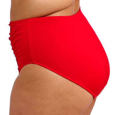 Elomi Plain Sailing Ruched -bikinihousut - Lava Red Korkeavyötäröiset kevyesti tukea antavat bikinihousut. 38-52 ES7286-LAA