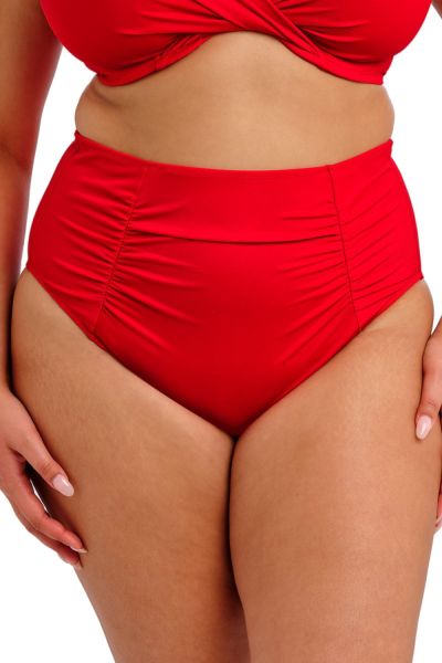 Elomi Plain Sailing Ruched -bikinihousut - Lava Red Korkeavyötäröiset kevyesti tukea antavat bikinihousut. 38-52 ES7286-LAA