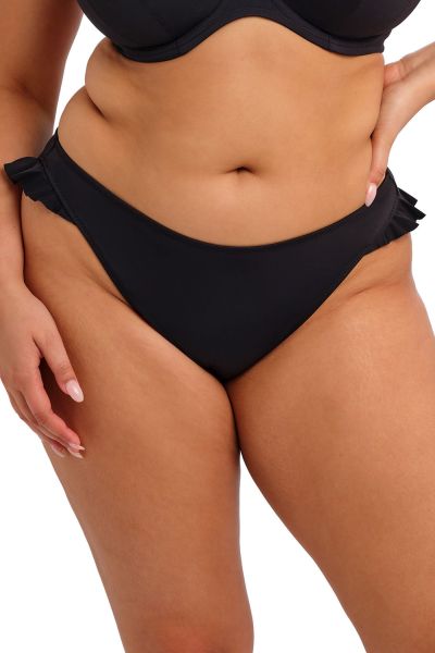 Elomi Plain Sailing Hi-Leg Ruffle -bikinihousut Black Korkeavyötäröiset bikinihousut. 40-52 ES7288-BLK