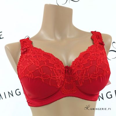 Plaisir Lingerie Beate UW Soft Full Cup -rintaliivit Red Kaarituettu, toppaamaton, joustopitsinen täyskuppiliivi 80-110 D-H 619431-4/RED