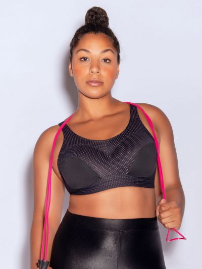 Parfait Active Power Fit -urheilurintaliivit Black w Pink Blush Kaarituettu, toppaamaton urheiluliivi muunneltavilla olkaimilla 70-100, D-H P6002-BLK