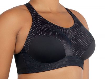 Parfait Active Power Fit -urheilurintaliivit Black w Pink Blush Kaarituettu, toppaamaton urheiluliivi muunneltavilla olkaimilla 70-100, D-H P6002-BLK