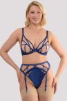 Playful Promises Ramona Strap & Mesh HW Thong -stringit - Navy Satin-thumb  38 - 54 PP-HW-3220-BL