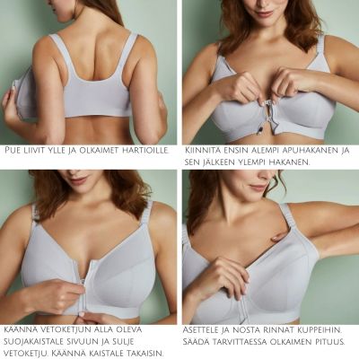 Royce Lingerie Fearne Comfort -rintaliivit edestä avattavat Light Grey Kaaritueton ja toppaamaton edestä avattava täyskuppiliivi  70-95, E-H 1425-GREY