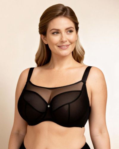 Nessa Salma UW Soft Crop Top -rintaliivit - Black Kaarituettu, pehmeäkuppinen, toppaamaton, kaksikerroksinen crop top-liivi. 65-110, D-P SAL-555-CZA