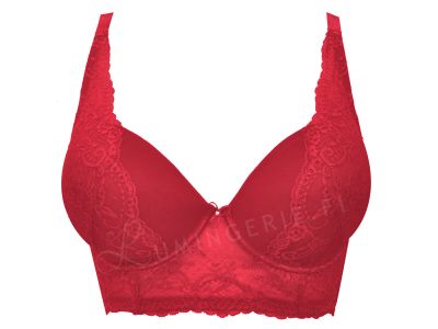 Parfait Lingerie Sandrine Plunge Longline -rintaliivit Racing Red Kaarituettu, syväänuurrettu longline-liivi 70-90, D-G P5351-RAD