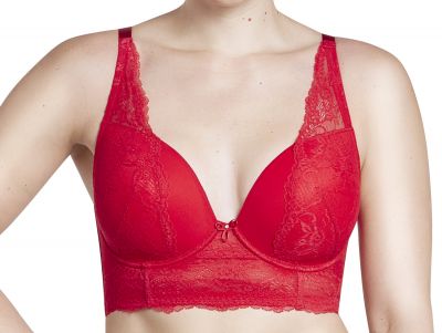 Parfait Lingerie Sandrine Plunge Longline -rintaliivit Racing Red Kaarituettu, syväänuurrettu longline-liivi 70-90, D-G P5351-RAD