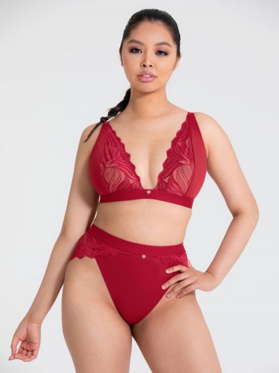 Scantilly by Curvy Kate Indulgence in Lace -bralette Red-Latte Kaaritueton bralette säädettävillä olkaimilla E-L-kuppikolle 36-50 ST-010-110-RED-LAE