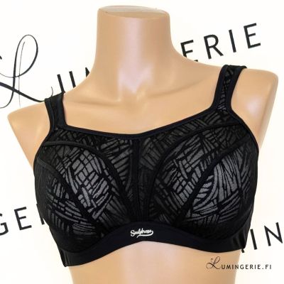 Sculptresse by Panache 9441B Activate UW NP -urheilurintaliivit Black Lace & Chalk Kaarituettu, toppaamaton urheiluliivi, jossa olkaimissa racerback-mahdollisuus. 75-105, D-O SCU-9441B-BLC