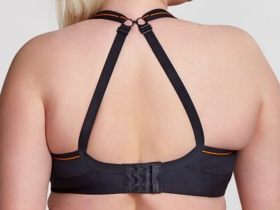 Sculptresse by Panache Sculptresse Sport 9441 urheilurintaliivit Black & Orange Kaarituettu, toppaamaton urheiluliivi, jossa olkaimissa racerback-mahdollisuus 75-105, D-K SCU-9441-BLK