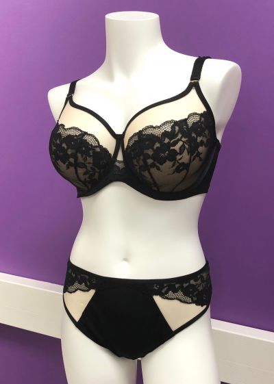 Sculptresse by Panache Josephine High Leg Brief -alushousut Black & Latte Korkeavyötäröiset alushousut avarilla jalanteillä. 42-50 10852-B&L