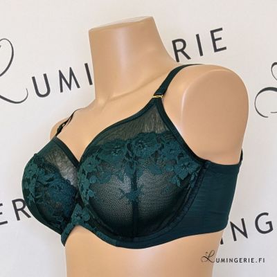 Sculptresse by Panache Josephine UW Full Cup -rintaliivit Forest Green Kaarituettu ja toppaamaton, täyskuppinen mesh- ja pitsiliivi. 75-105, E-O 10855A-FOG