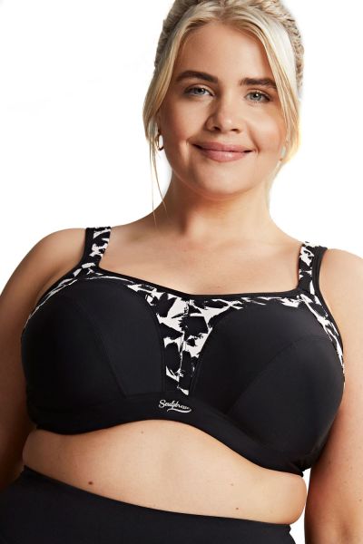 Sculptresse by Panache Sculptresse Sport 9441 urheilurintaliivit Monochrome Kaarituettu, toppaamaton urheiluliivi, jossa olkaimissa racerback-mahdollisuus. 75-105, D-K SCU-9441-MONO