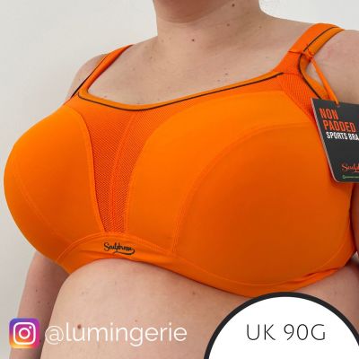 Sculptresse by Panache Sculptresse Sport 9441 urheilurintaliivit Mango Kaarituettu, toppaamaton urheiluliivi, jossa olkaimissa racerback-mahdollisuus 75-105, D-K SCU-9441-MAO