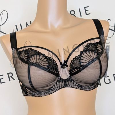 Nessa Selena Nouveau UW Soft -rintaliivit Black & Beige Kaarituettu, pehmeäkuppinen kirjailtu meshbalconette pitsikoristeilla. 65-110, D-P SEN-500-B&B