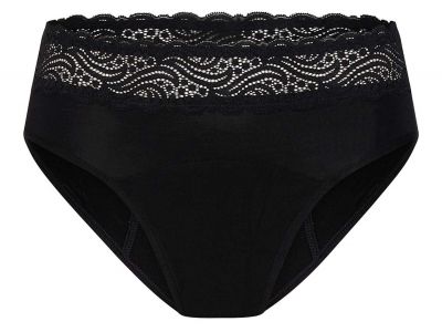 Modibodi Sensual Hi-Waist Bikini -alushousut Heavy-Overnight Black Tämän tuotteen imukyky on **** Heavy-Overnight. 38/S - 50/4XL 