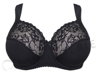 Plaisir Lingerie Sofia Soft Full Cup -rintaliivit Black Kaarituettu, toppaamaton, joustopitsinen täyskuppiliivi 80-110, D-I 1125-1/BLK