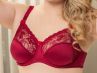 Plaisir Lingerie Sofia Soft Lace -rintaliivit Red Rumba-thumb Kaarituettu, toppaamaton, joustopitsinen täyskuppiliivi 80-105 D-H 1130-RMB