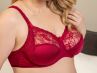 Plaisir Lingerie Sofia Soft Lace -rintaliivit Red Rumba-thumb Kaarituettu, toppaamaton, joustopitsinen täyskuppiliivi 80-105 D-H 1130-RMB