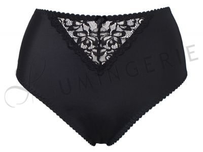 Plaisir Lingerie Sofia-midialushousut Black Korkeahko alushousumalli, jossa pitsisomiste edessä. 42-54 144-BLK