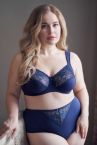 Plaisir Lingerie Sofia-midialushousut Dark Blue-thumb Korkeahko alushousumalli, jossa pitsisomiste edessä. 42-56 145-17/DAB