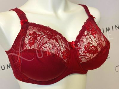 Plaisir Lingerie Sofia Soft Lace -rintaliivit Red Rumba Kaarituettu, toppaamaton, joustopitsinen täyskuppiliivi 80-105 D-H 1130-RMB