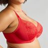 Sculptresse by Panache Sophia UW Stretch Lace Plunge -rintaliivit - Red-thumb Kaarituettu, toppaamaton joustopitsinen plungeliivi. 75-105, F-L 11196-RED