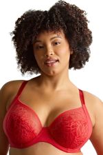 Sophia UW Stretch Lace Plunge -rintaliivit - Red