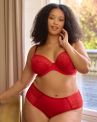 Sculptresse by Panache Sophia UW Stretch Lace Plunge -rintaliivit - Red-thumb Kaarituettu, toppaamaton joustopitsinen plungeliivi. 75-105, F-L 11196-RED